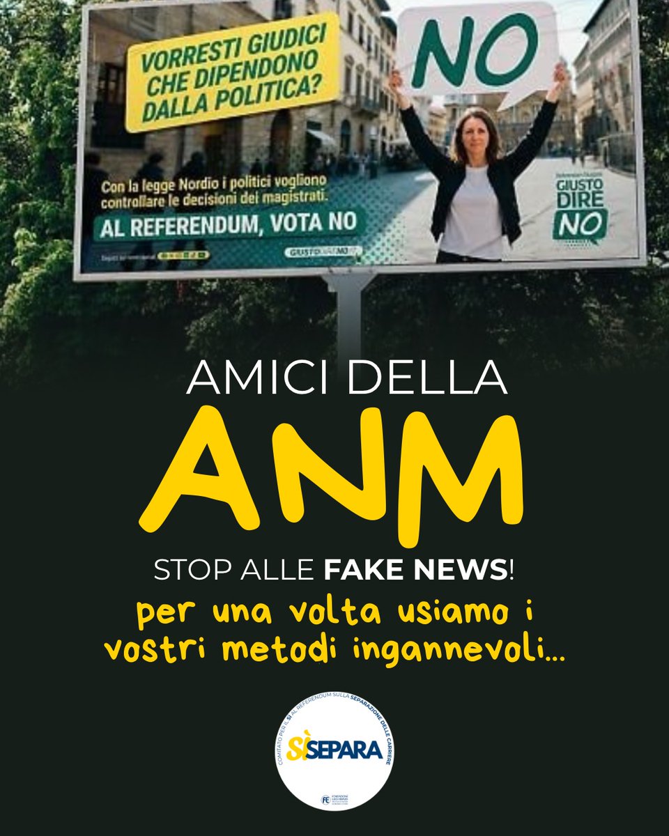 fleinaudi's tweet image. L'Associazione Nazionale Magistrati tappezza le città con manifesti fuorvianti. Oramai lo sanno anche i muri: con la #separazionedellecarriere i magistrati non verranno in alcun modo sottoposti al controllo dell'esecutivo. Noi l'abbiamo presa sul ridere, ma la democrazia è una…