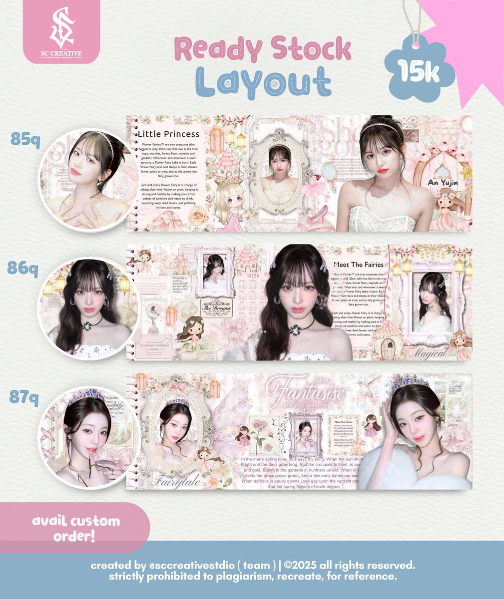 SCCREATIVEarts's tweet image. Help retweet? thank you 🌷
Hai, aku punya layout ready stock pinky pinky dari Yujin, Liz dan Wonyoung ✨

Yok segera jemput layoutnya sebelum kehabisan di @sccreativestdio 🛍️⭐

#zonauang #zonaba
