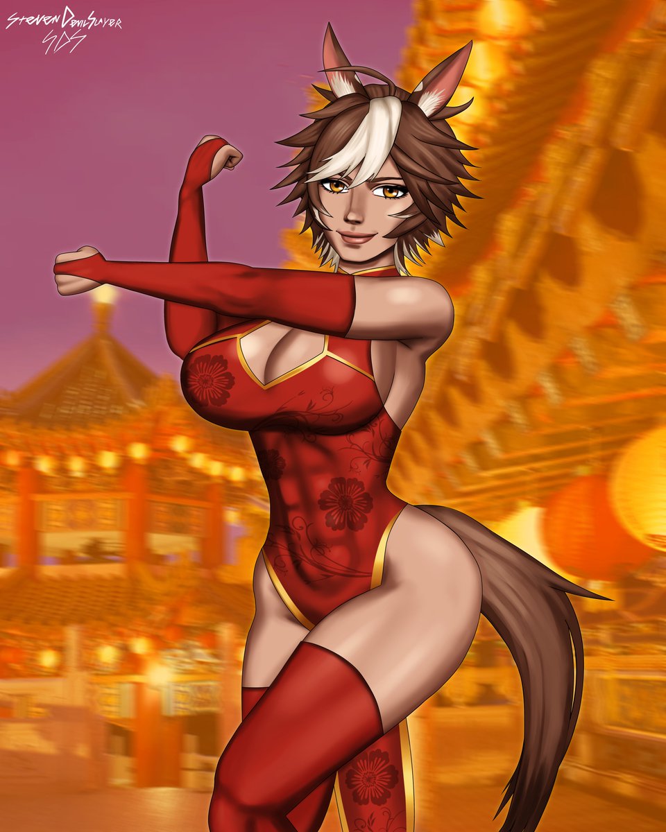 Tomoe Umari - China dress 
Happy year of the Horse!

#Artofwarhorse #tomoeurami #animegirl #Vtuber #YearOfTheHorse #chinadress