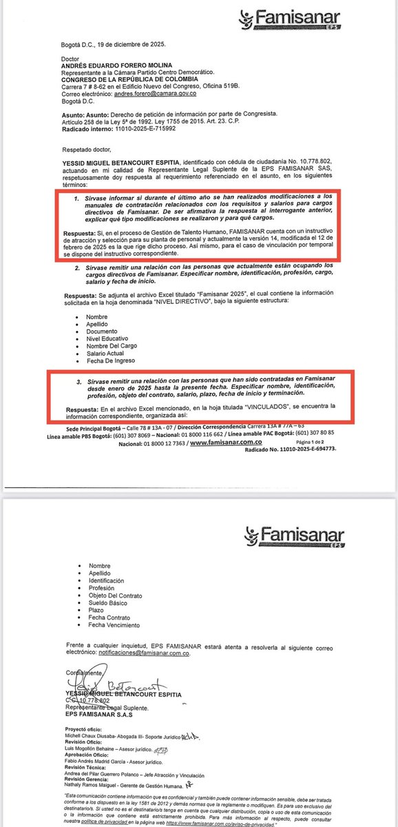 AForeroM's tweet image. Están feriando Famisanar.

En mes y medio el nuevo interventor Gallo contrató 75 personas con costo mensual de $700 M

Hay bachilleres que ganan $28 M y técnicas en enfermería de $40 M al mes.

Entretanto 37 pacientes con esclerosis múltiple no reciben medicamentos desde octubre.