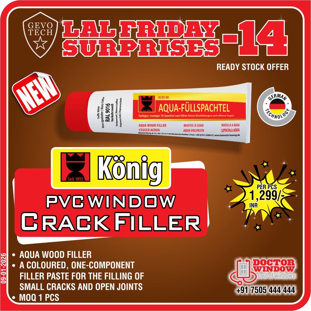 DOCTORWINDOW_IN's tweet image. GEVO TECH LAL FASTENER 8X100 MM
GEVO TECH FUSION U PACKER (1, 3 &amp;amp; 5mm THICKNESS)
GEVO TECH MAKITA PH2 STAR BIT (D-031669)
GEVO TECH KONIG PVC WINDOW CRACK FILLER

#lalfastener #upacker #makita #crackfiller #doctorwindow #soulofwindows #hardware #hardwareaccessories #door #window
