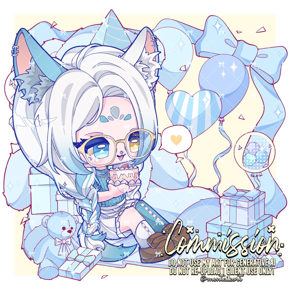 ☆ smoll birthday party ych cmsn for @ m_vixn on VGen 
.
.
‣ #VGenComms #VGen
ꜜ info &amp; order 🔗 below ꜜ