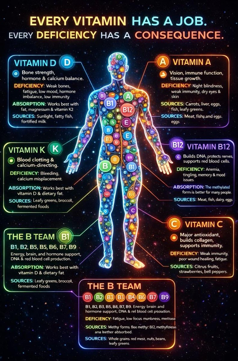 #Vitamin deficiencies and their harmful effects. Take care of your vitamin levels. 
Worth saving it for your reference.