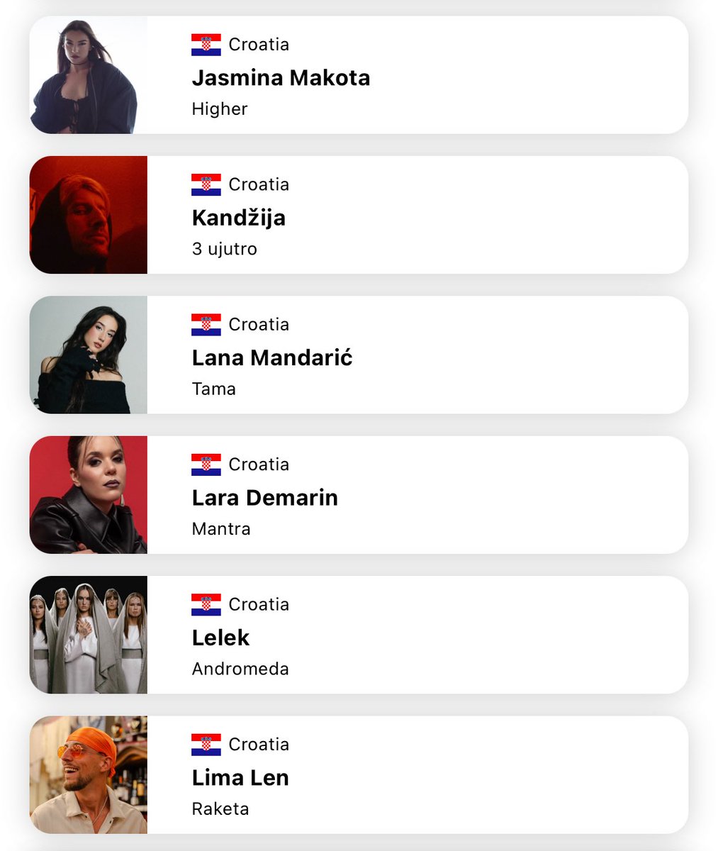 459points's tweet image. 🇭🇷 Croatia is here!

🏆 The 24 entries competing in this year’s edition of #Dora2026 have been released.

➡️ You can create your top in the app right now!

#Croatia #Eurovision #Eurovision2026