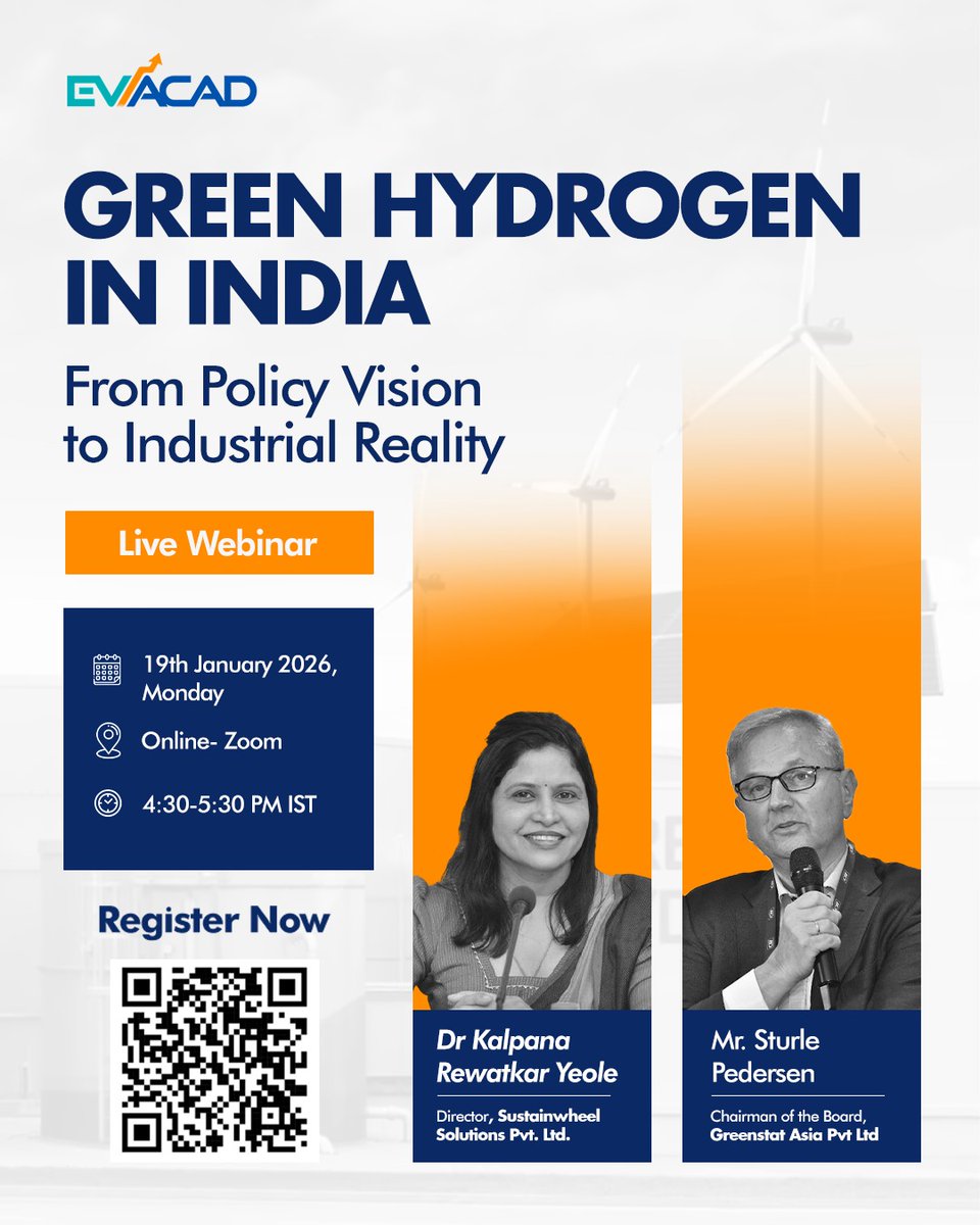 PmanifoldA's tweet photo. Policy sets direction. Industry defines success.

Hear from Sustainwheel Solutions and Greenstat Asia on what it truly takes to scale green hydrogen in India.

📅 19 Jan 2026 | Online

🔗 Register Now: https://t.co/XatfWQJeJj
#GreenHydrogenIndia #EnergyTransition https://t.co/NdFxnUqf5B
