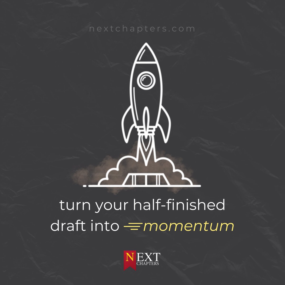 Next_Chapters's tweet image. If you have a messy or #unfinisheddraft, don’t aim for perfection. Aim for momentum. 

Read the last few pages you wrote, choose one small next step, and keep going. 

Momentum builds fast when you focus on small, consistent moves, not long #writingsessions.