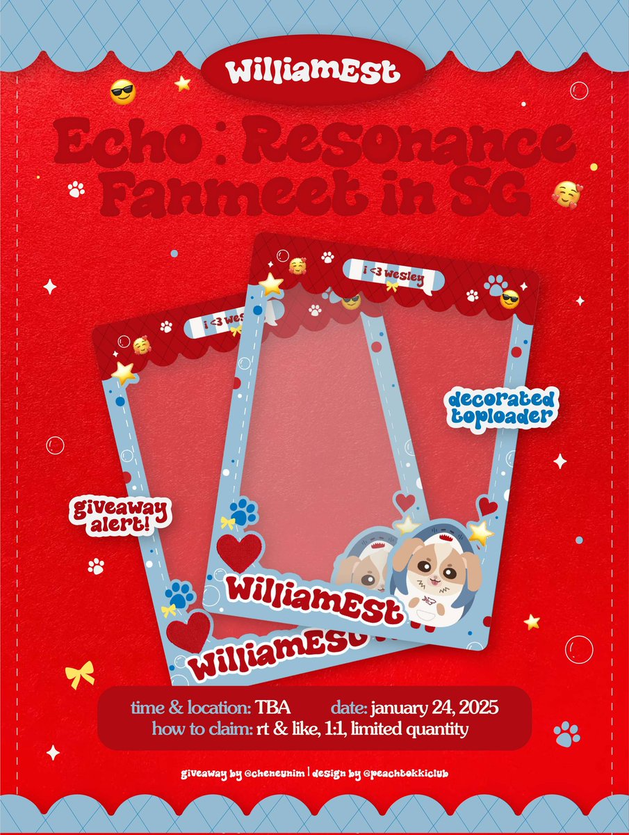 cheneunim's tweet image. 𝗪𝗶𝗹𝗹𝗶𝗮𝗺𝗘𝘀𝘁 𝟭𝘀𝘁 𝗙𝗮𝗻𝗺𝗲𝗲𝘁 𝗶𝗻 𝗦𝗚

Decorated Toploader Giveaway 🎸🦈

🚪 rt &amp;amp; like
🚪 strictly 1:1
🚪 location &amp;amp; time tba
🚪 limited qty 

#WilliamEst1stFMinSingapore
#WilliamEst #วิลเลี่ยมเอส 
#est_rvp #williamjkp
@EstRvp @Williamjkp1