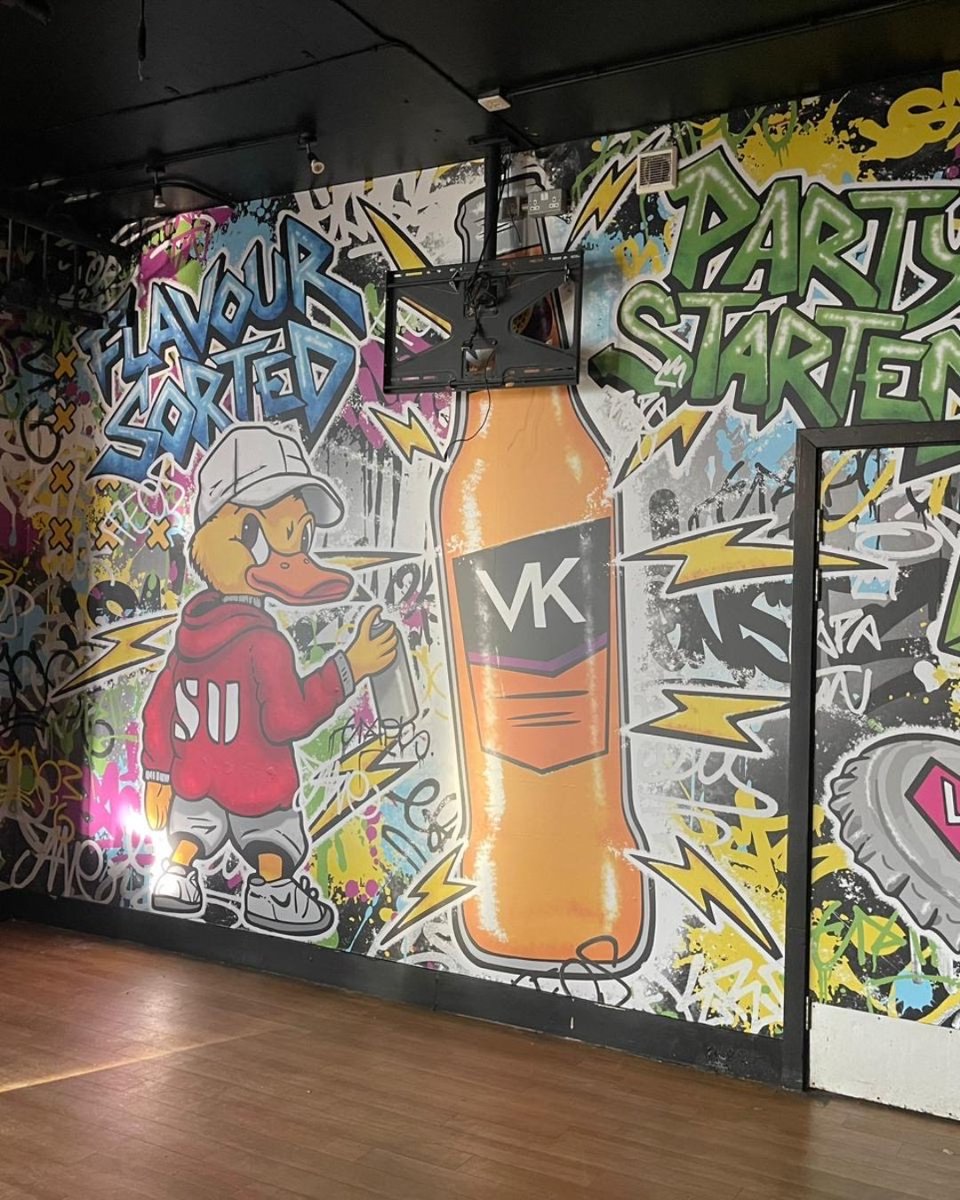 From the bar to the walls 🍹

 We designed and installed a VK inspired wall vinyl for TUB at the University of Bath Students Union - turning an iconic student drink into a statement feature for the club.

#ColourStudios