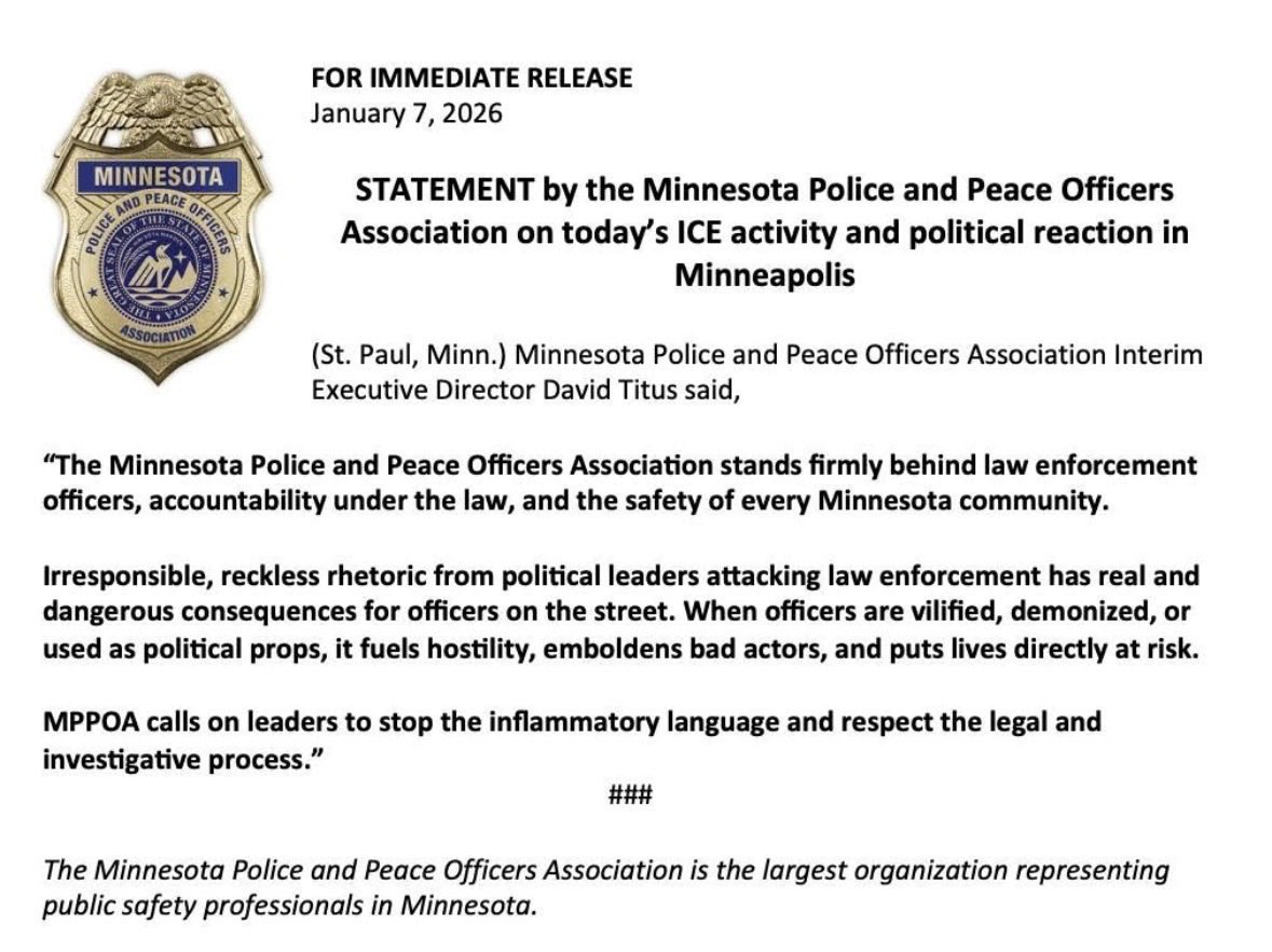 The Minnesota Police and Peace Officers Association is fed up with the dangerous inflammatory rhetoric spewing forth from Mayor Frey, Walz and the rest of their ilk

These men and women understand that fomenting civil unrest is more than just stupid, it puts their lives at risk