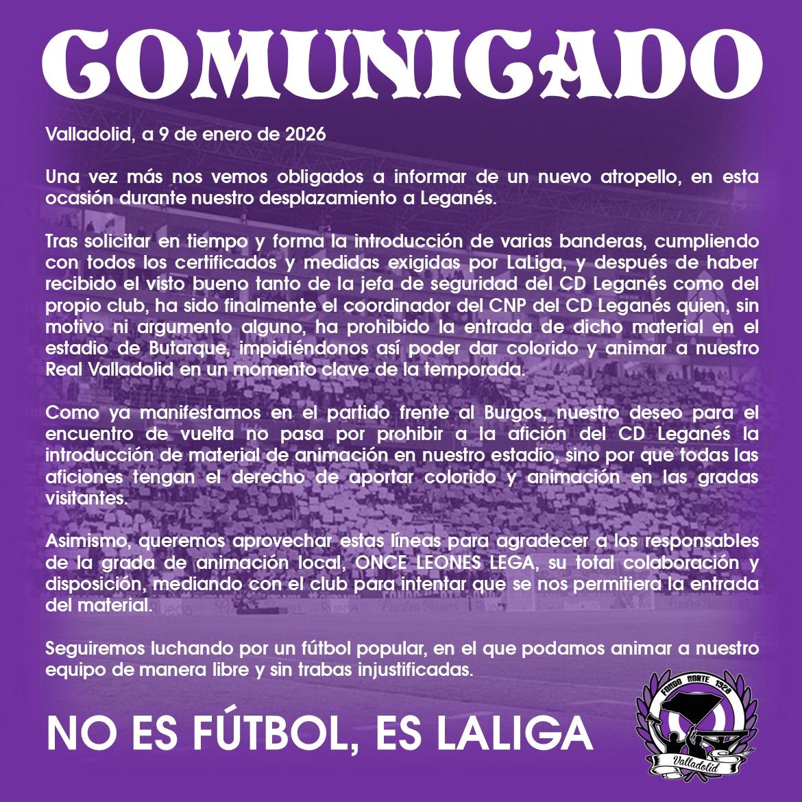 COMUNICADO OFICIAL FN28.

Seguiremos luchando por un fútbol popular, en el que podamos animar a nuestro equipo de manera libre y sin trabas injustificadas.

#DerechosParaLaAfcion
