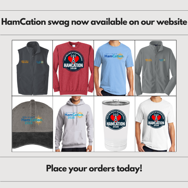 Hamcation's tweet image. HamCation swag is live on the website! Multiple colors &amp;amp; merch available. Order by Jan 28 to pick up at HamCation, ship online, or visit booths 176-181. Go to hamcation.goldmedalideas.com