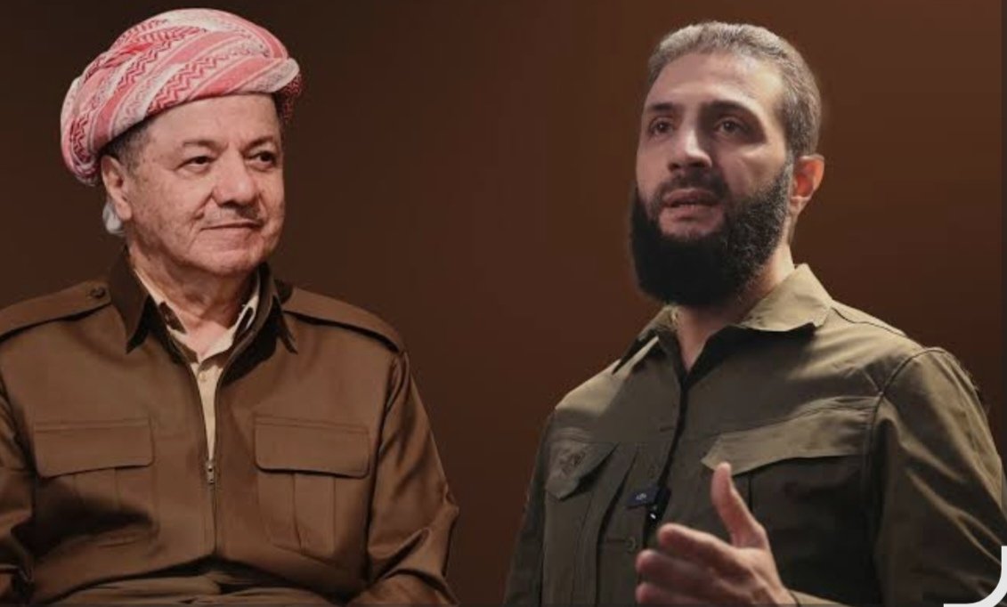 الزعيم مسعود بارزاني يتلقی اتصالا هاتفيا من الرئيس السوري احمد الشرع ... 
 أكد الرئيس الشرع  على التزام الدولة السورية بضمان حقوق الكرد في سوريا.
من جانبه أعرب الرئيس بارزاني عن تقديره لرؤية الرئيس الشرع، وأكد دعمه لإرادة وتطلعات السوريين في بناء دولة جامعة تضم كل الأطراف  .