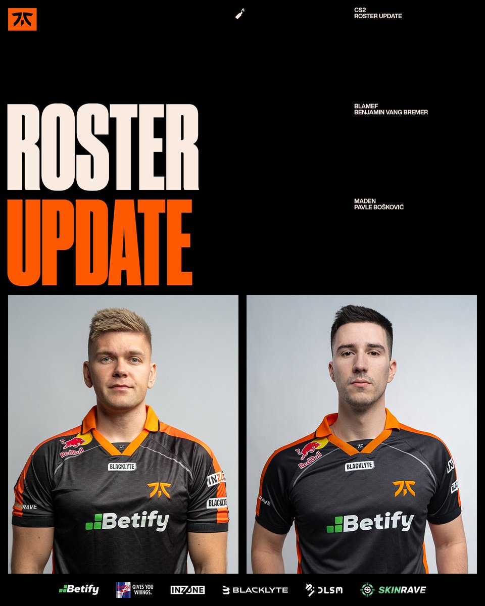FNATICCS2's tweet image. As we approach the 2026 season and a new Major cycle, we’re announcing a change to our Counter-Strike team.

Today we part way with @blameFFFFF who is transferring to another organization, and we want to sincerely thank Benjamin for his professionalism, impact, and contribution…