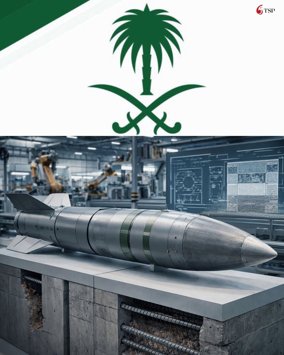 TheSaudi_post's tweet photo. موقع "ديفنس إندكس":
السعودية تكشف قنبلة خارقة للتحصينات LS/PENB 2000-109 SA محلية الصنع، في قفزة نوعية تعزّز القدرات الدفاعية الوطنية وتؤكد تقدّم الصناعات العسكرية السعودية https://t.co/Vux67tlNgc