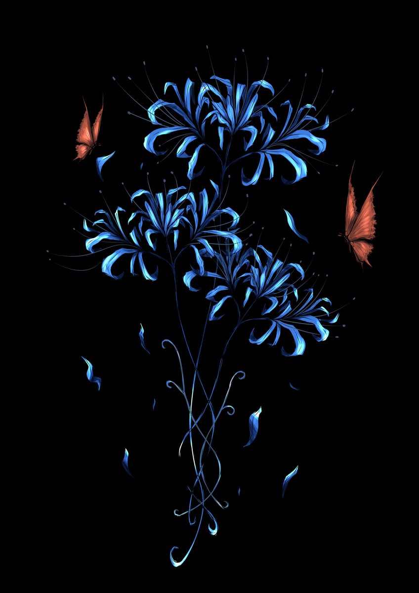 waetr24681012's tweet photo. 靜謐的時刻。 藍色彼岸花與紅色的蝴蝶。
Quiet moments. Blue Spider Lily &amp; Red Butterflies.
誰にも見つからない場所で。
#Illustration #BlueSpiderLily #FantasyArt #彼岸花 #青い彼岸花 #イラスト #創作 https://t.co/SI0q23gWOQ