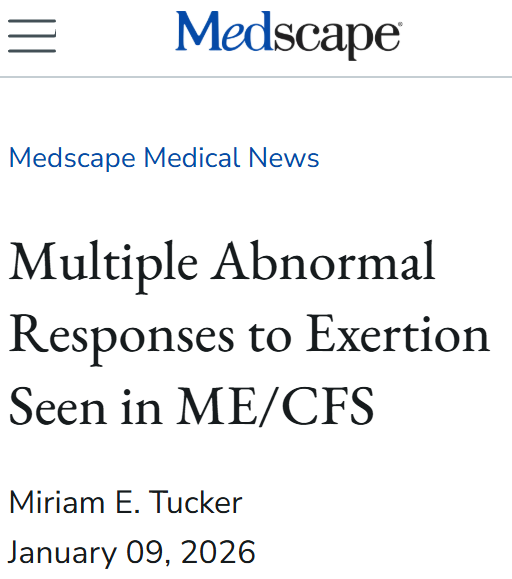 TomKindlon's tweet photo. New from Medscape (widely used by healthcare professionals)

"Multiple Abnormal Responses to Exertion Seen in ME/CFS" by Miriam E. Tucker @MiriamETucker 

https://t.co/97YT16dqQ6

Sympathetic article. May require free registration

#MEcfs #PwME https://t.co/bmG3I00wCn