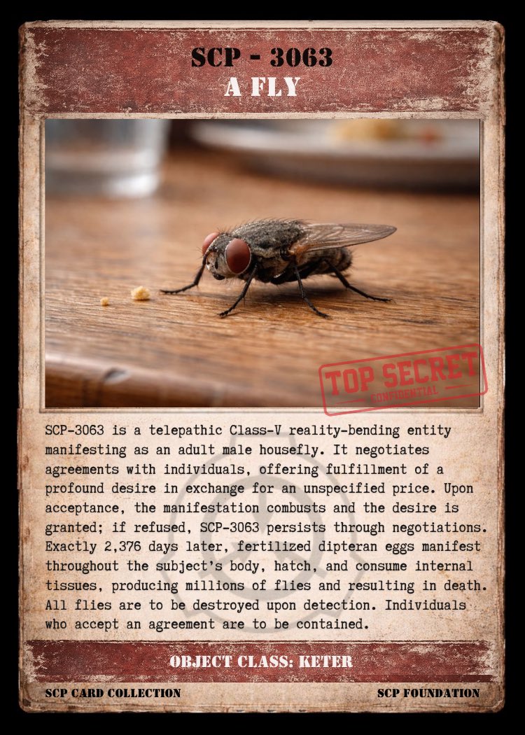 scpcollection's tweet image. #SCP #SCPFoundation #SCP3063 #AFly