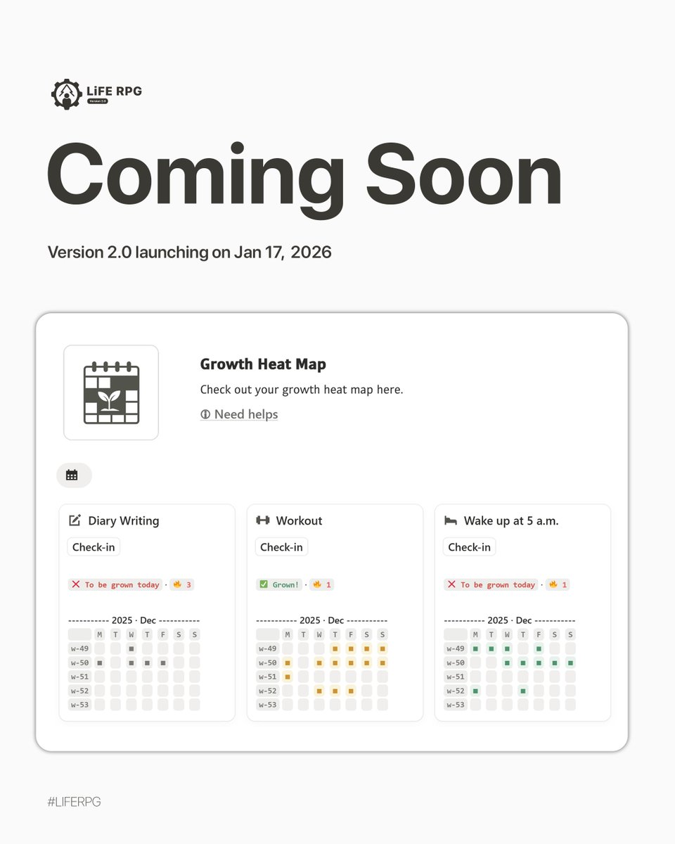 heyalbert_co's tweet photo. Heatmaps are everywhere.

But progress still feels invisible.

So I turned growth into something

you can play like a game.

#buildinpublic #LiFERPG https://t.co/hzoOBKmI4H