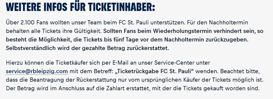 rb_fans's tweet photo. Nun wurde die Absage auch offiziell verkündet. Infos für alle Ticketinhaber:
#RBL #FCSPRBL #FSCP https://t.co/xK9cJH3H0F