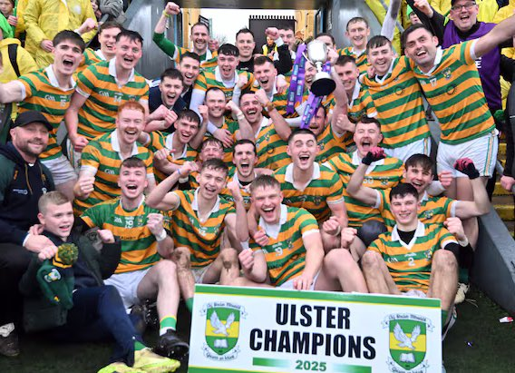 UlsterGAA's tweet photo. Ádh mór to our Junior &amp; Intermediate Ulster champions Clogher and Glenullin in this Sunday's @AIB_GAA All-Ireland Club Football Finals in Croke Park, and safe journey to all Gaels from Ulster travelling to the games🏆🏐 

#UladhAbú

@ClogherGAC @GlenullinGAC https://t.co/bRRJRwX0nW
