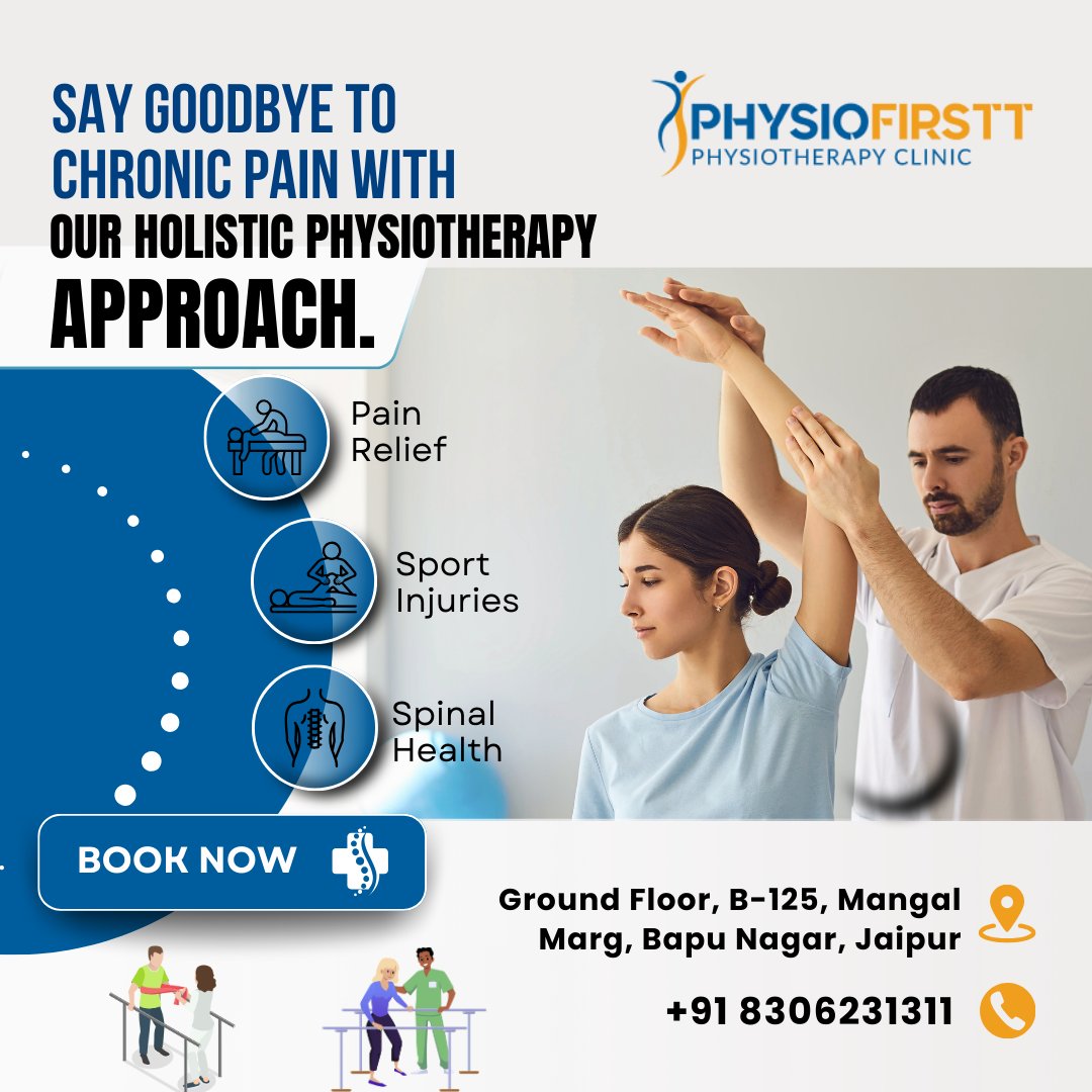 At Physio Firstt, we offer a holistic physiotherapy approach designed to treat the root cause of pain

Pain Relief
Sports Injury Rehabilitation
Spinal Health Care

Contact:
📞+918306231311
🌎physiofirstt.com
📍 Bapu Nagar, Jaipur

#PhysioFirstt #Physiotherapy #PhysioClinic