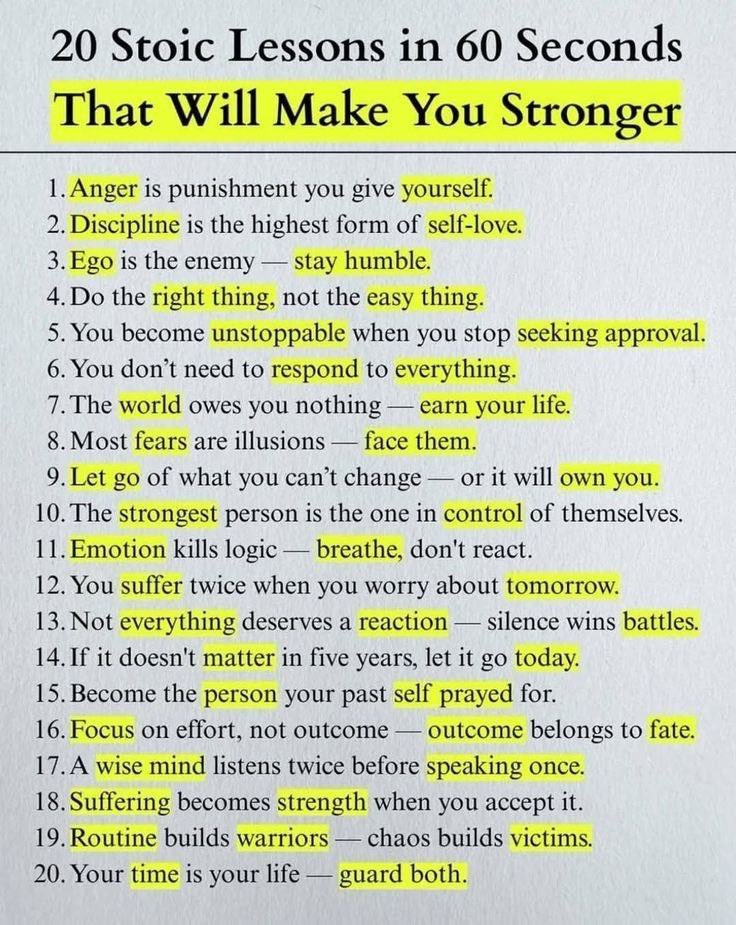 20 stoic lessons in 60 seconds.