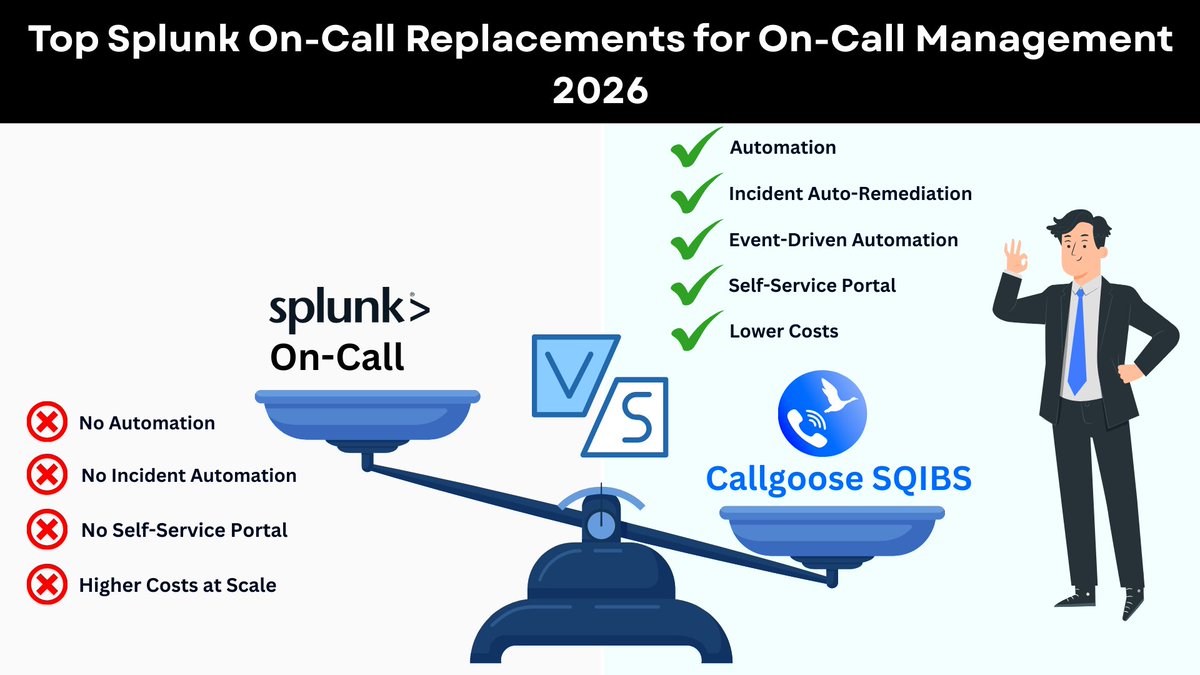 CallgooseSQIBS's tweet photo. Which Tool Replaces Splunk On-Call in 2026 Without Losing Enterprise Features? Meet Callgoose SQIBS
Read More ๐ https://t.co/YLz9TdMsdf
#CallgooseSQIBS #SplunkOnCallAlternative #SplunkOnCallReplacement #EnterpriseIT #IncidentManagement #IncidentResponse #DevOpsTeams #SRETeams https://t.co/XaYoIaCJqq
