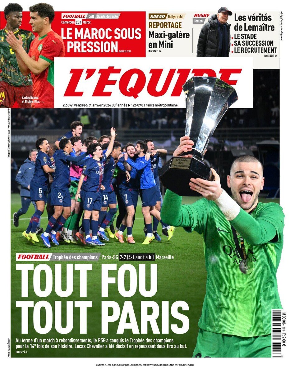 Au programme de cette émission :  

RDV 18h20 🚨 

🏆 Le PSG insubmersible ! 
🔵 OM : vous retenez le très beau match ou le trophée perdu ? 
💵 Toutes les infos mercato 
❓ Pourquoi les tirs aux but ne sont pas une loterie ! 

Toujours plus d'images avec le zapping et le footoir