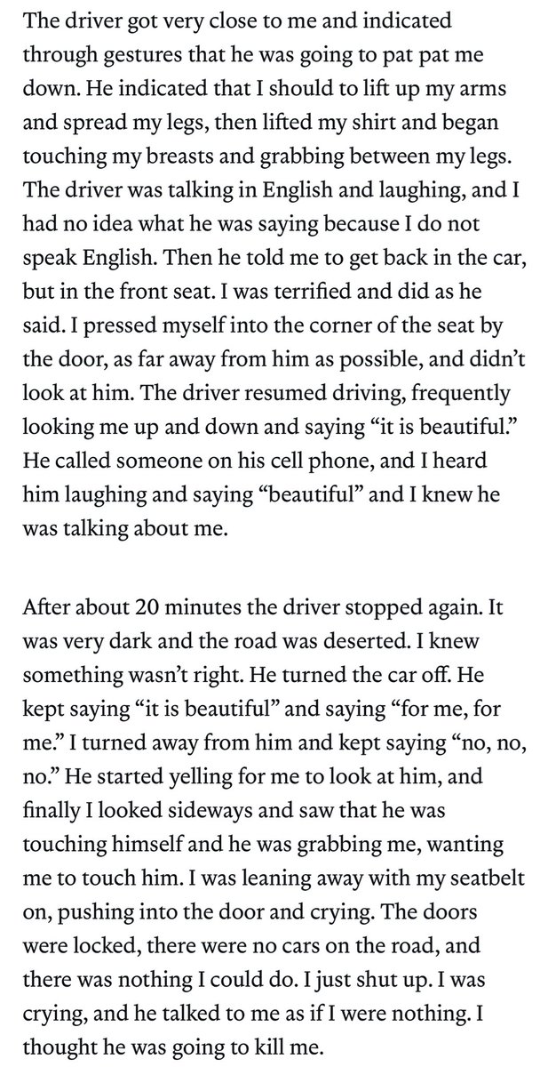 reports by two women recounting their experience being sexual assaulted by ice agents when being transported to/from detention. 

on the left, raquels story. on the right, kimberlys story. 

aclu.org/sexual-abuse-i…