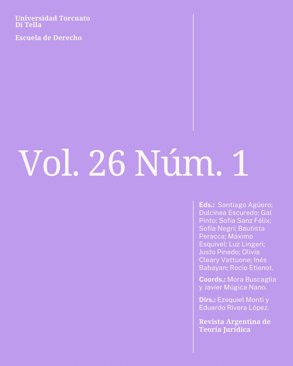 ¡Nuevo número de la RATJ!

 Correspondiente al Vol. 26, Núm. 1, el nuevo número reúne artículos, ensayos, una term review y una entrevista que abordan cuestiones de soberanía y derecho internacional, teoría del derecho comparada, derecho cambiario, protección de datos y ética.