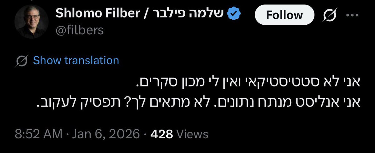 שאלה לביביסטים: איך אתם יכולים להאמין לסקרים של האיש הזה, שהוא בעצמו מודה שאינו סטטיסטיקאי ואין לו מכון סקרים?