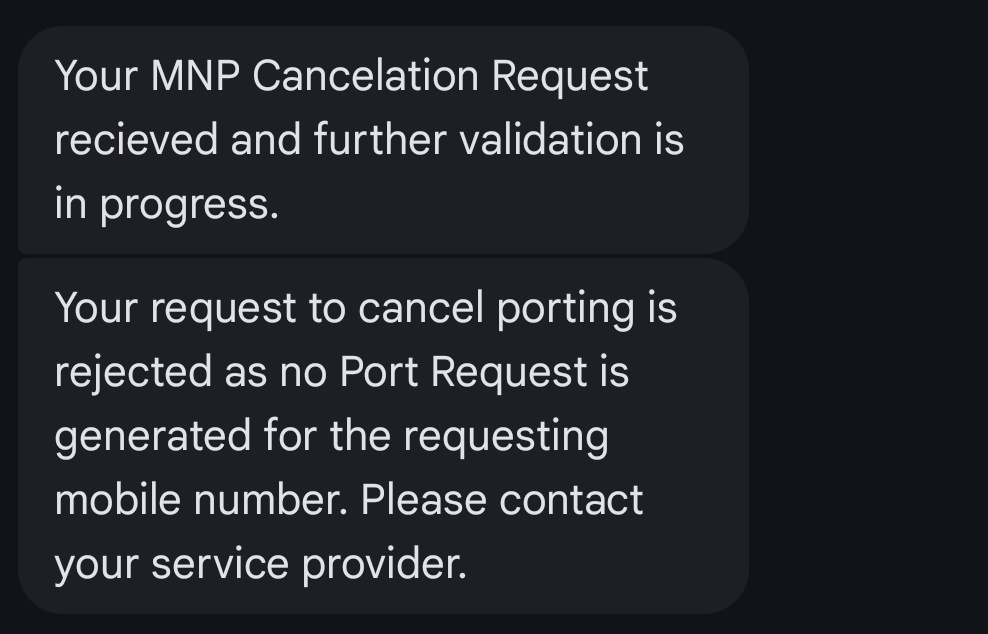 Scientist_lio's tweet image. @ViCustomerCare Urgent MNP Cancel request! ⚠️

Port request raise - VI to Airtel at 1PM today.

Port cancel SMS sent at 5:44 PM , it was rejected. Also I didn't receive any cancellation/confirmation sms.

Pls cancel immediately before 24hr window closes!

#MNP #ViHelp