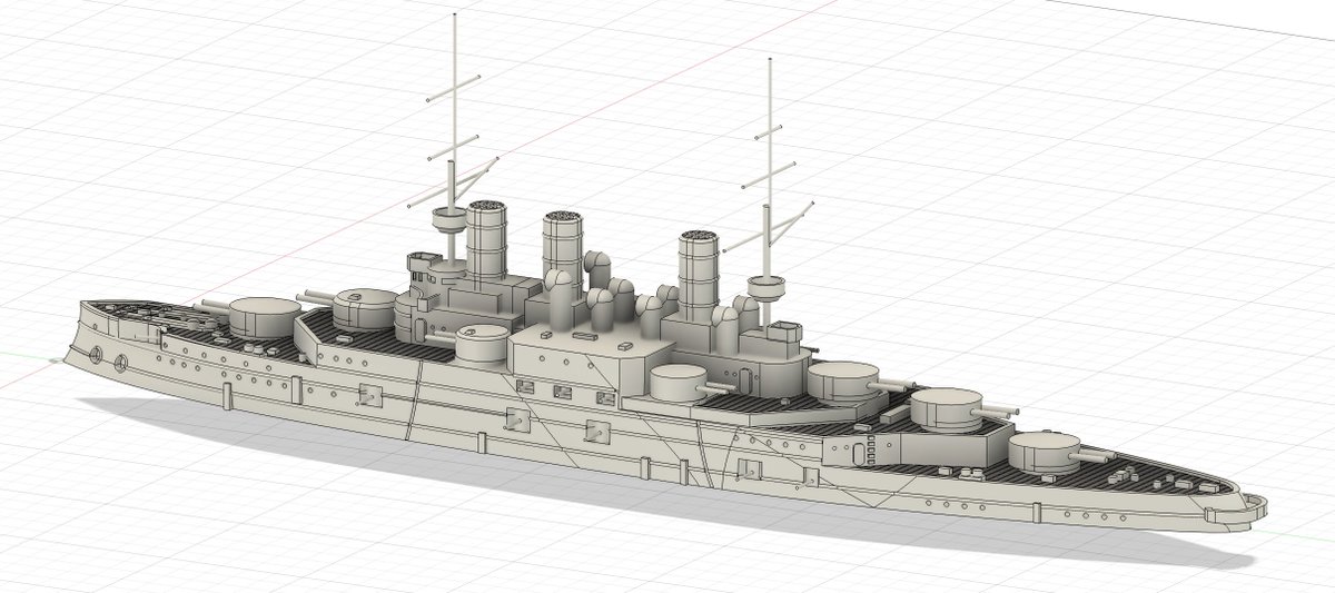 GDnavy_squid's tweet image. 王国海軍弩級戦艦
「カステーロ・ロッソ」
#架空艦
#Fusion360