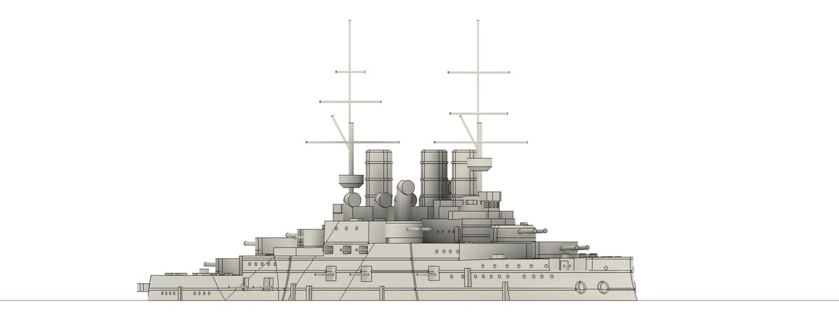 GDnavy_squid's tweet image. 王国海軍弩級戦艦
「カステーロ・ロッソ」
#架空艦
#Fusion360