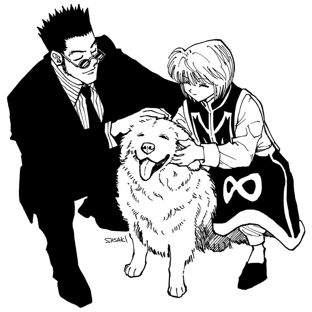 leorio &amp; kurapika &amp; golden retriever🐶

#hxhfanart
