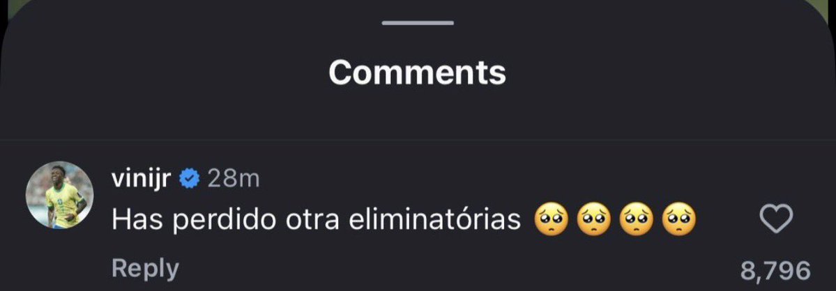 falasantin's tweet image. Na noite de ontem, Simeone provocou Vinicius Jr no gramado falando “Vini, Vini... Florentino vai se livrar de você, lembra que eu te disse!".

Uma página Madridista postou sobre isso hoje mais cedo e Vini respondeu “E você perdeu outra eliminatória 🥺🥺🥺”
