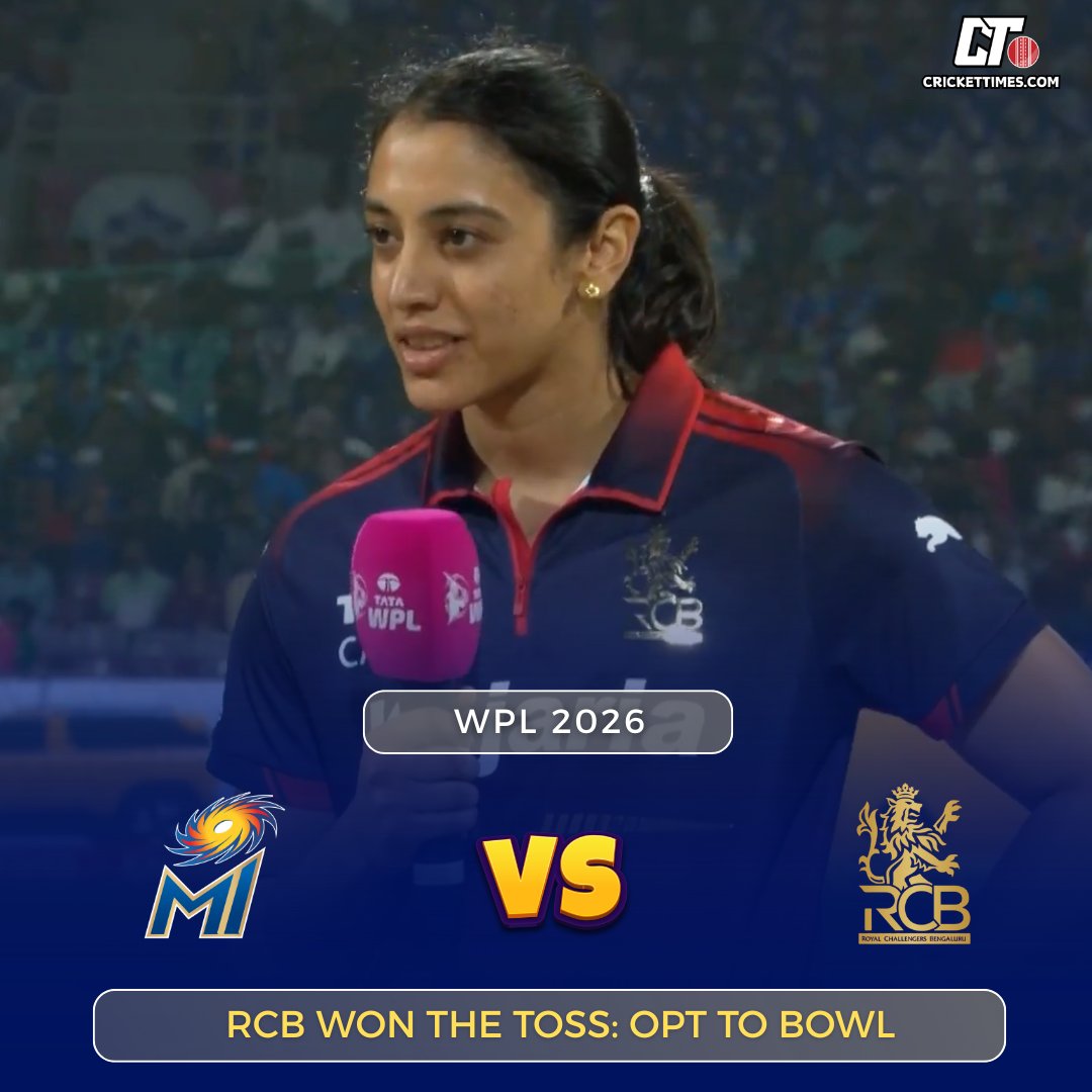 🚨 TOSS UPDATE 🚨

Royal Challengers Bengaluru have won the toss and have opted to bowl first 🏏

#MIvRCB #WPL2026