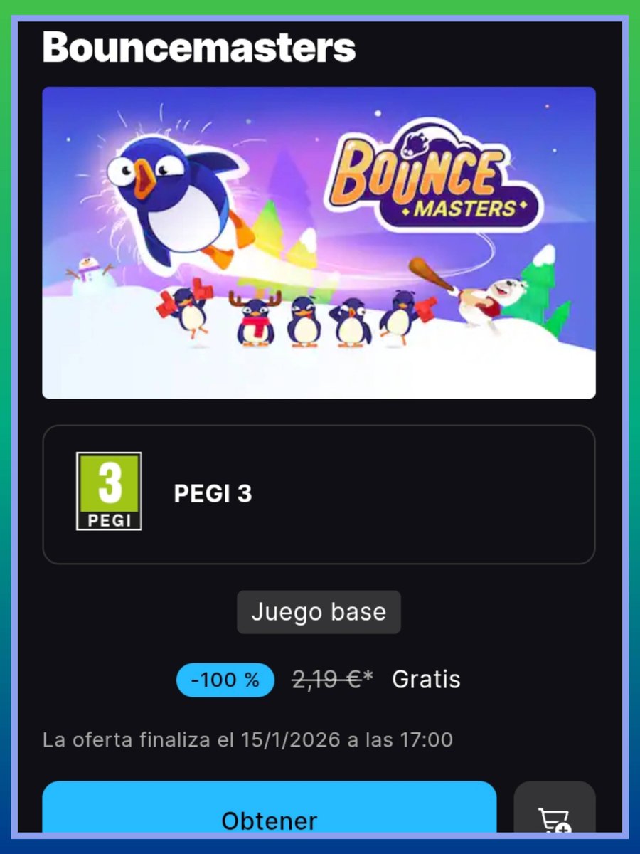 JUEGOSYDISFRUTE's tweet image. ‼️Nuevo Regalo de Epic‼️

🎁 Consigue GRATIS el juego 
" Bouncemasters " 🤩🤩🤩🤩
para dispositivos android/iOS si lo añades a tu cuenta antes del 15/1/2026 a las 17:00

Enlace iOS : store.epicgames.com/es-ES/p/bounce…
En respuestas pondré el enlace para Android
#Androidgames #FelizViernes