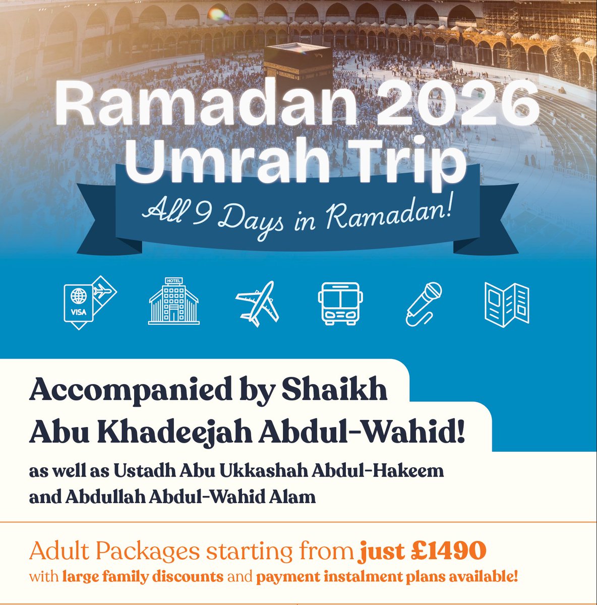 TarikhTravels's tweet photo. Last few days to lock in your seat on this Ramadan trip inshāAllāh! 

Call now at this number 07503131494 — discounts are available! https://t.co/lE5t6YW39B