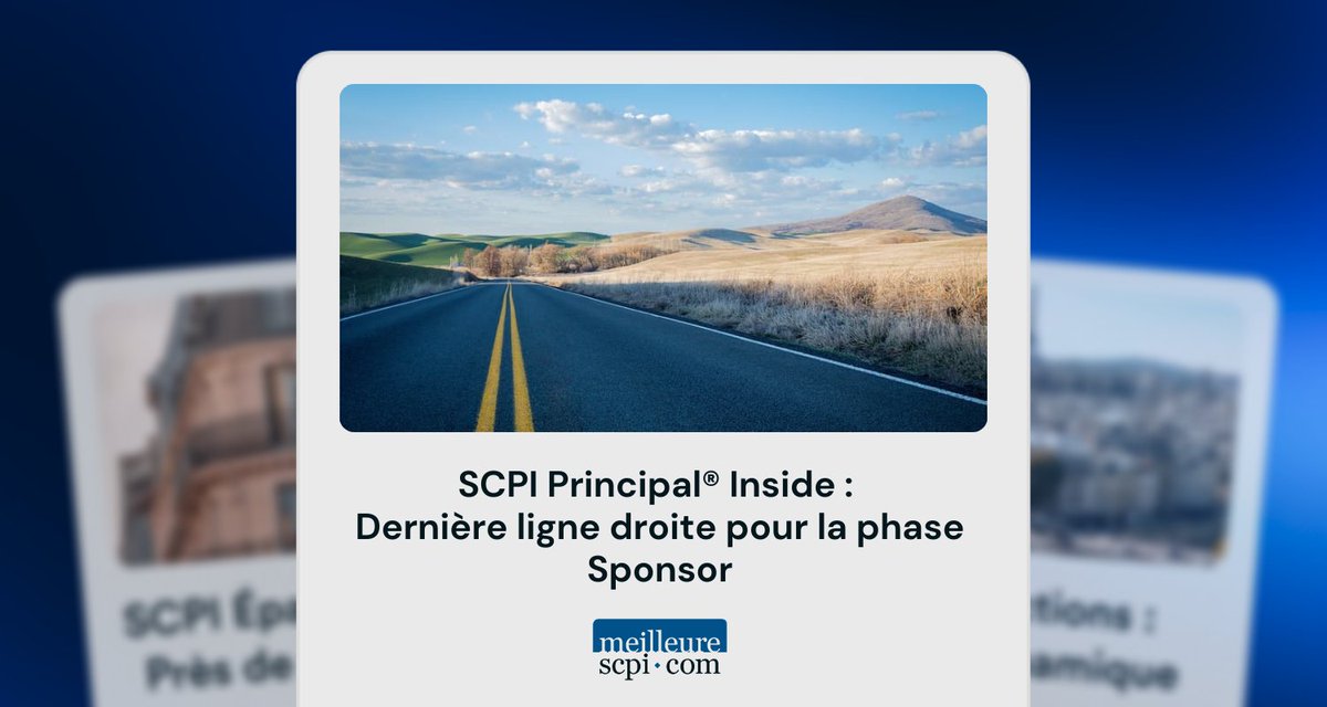 ⏳ SCPI Principal® Inside : fin de la phase Sponsor le 31/01/2026
👉 Jusqu’à cette date :
Prix de part à 238 € HT • délai de jouissance : 2 mois
🇺🇸 Déjà investie (santé &amp; éducation)
➡️ Dernière ligne droite.
meilleurescpi.com/actualites/scp…
🔔 Communication à caractère publicitaire 🔔