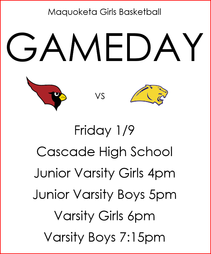 maqgirlshoops's tweet photo. Game #10
🏀Another road test tonight as we enter the Cougar Den! Quad special (girls and boys) with an early start - hope to see everyone there!🏀
#CardinalPride #WeGotNext https://t.co/AVjzdjqMBR