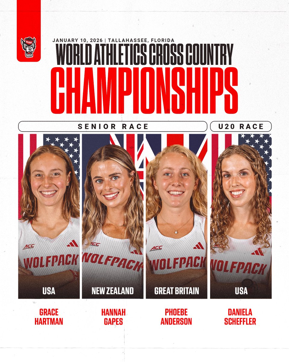 Wolfpack_TFXC's tweet image. Good luck to our four Wolfpack women who will compete at the World Athletics Cross Country Championships tomorrow!

📍Tallahassee, Florida
⏰ U20 Race: 10:20 a.m. EST | Senior Race: 11:35 a.m. EST
📊 tinyurl.com/mv4nxr4d
📺 CNBC and Peacock

#WolfpackXC | #GoPack