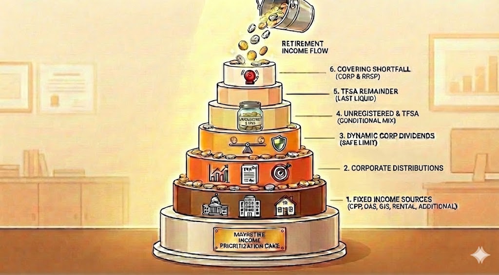 🍰 How MayRetire Prioritizes Your Income Sources

We are working on supporting Small Canadian Corporation (CCPC) dividends in MayRetire planning. We wanted to share how dividends distributed by a Corporation will be integrated into the sequence of numerous income sources