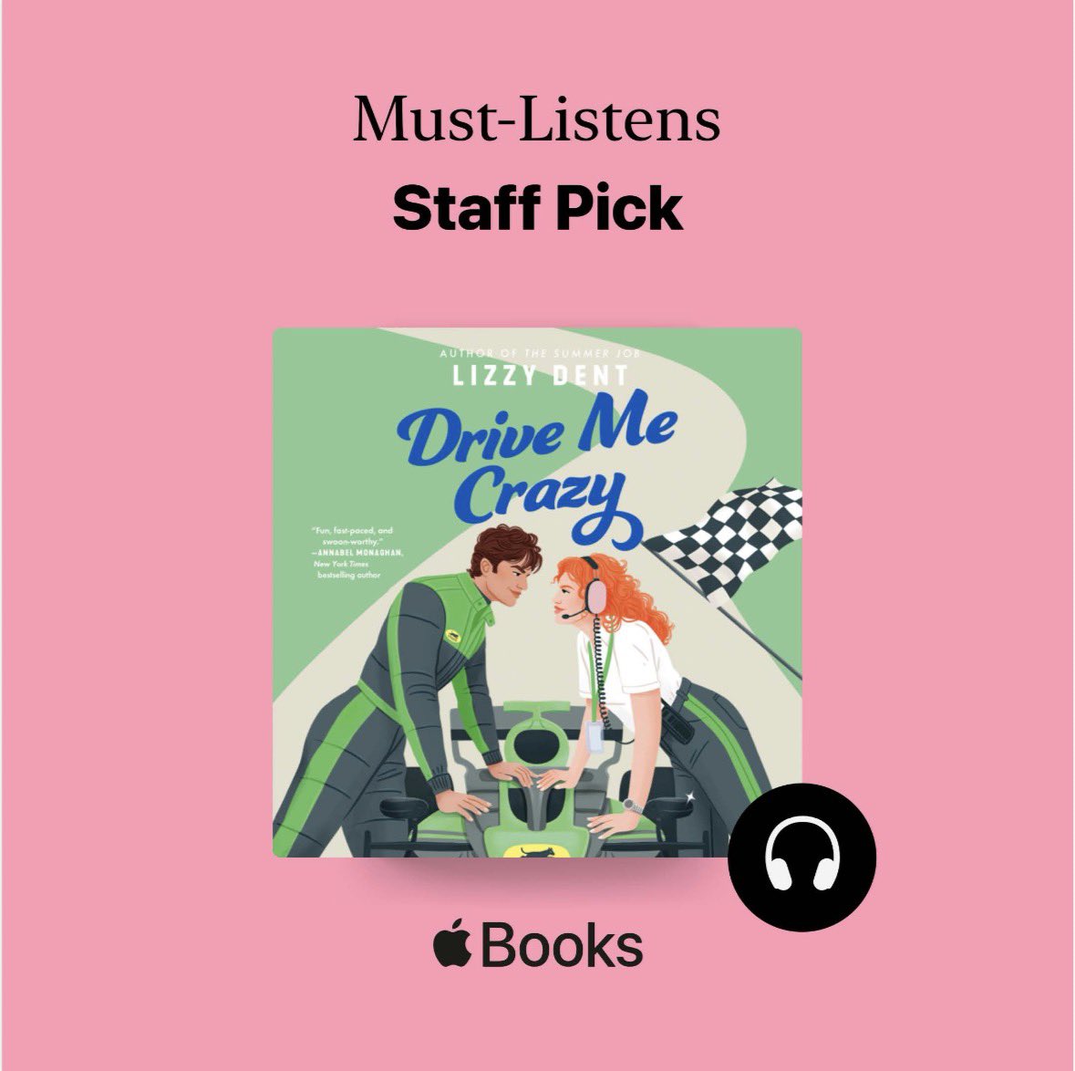 TBP_agency's tweet image. We are delighted that @AppleBooks has chosen ‘DRIVE ME CRAZY’ 🏁🏎️ by Lizzy Dent as one of the #BestBooks &amp;amp; #MustListen of January Check it out here: apple.co/bestbooks / apple.co/mustlisten 

#AppleBooks #2026Books #BooksWorthReading