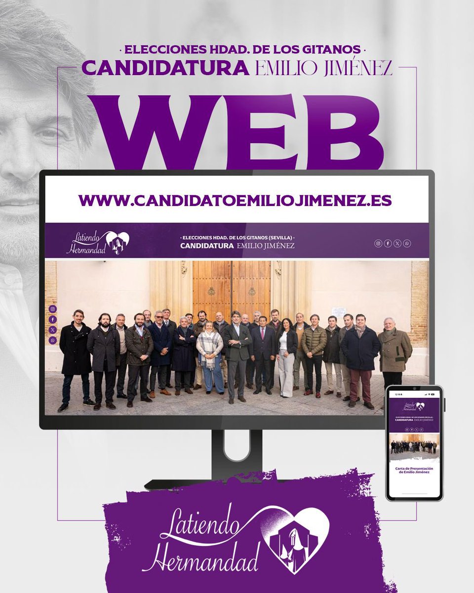 💻 Ya tenemos disponible nuestra página web donde podrás encontrar información ampliada sobre nuestra candidatura.

Y en breves podrás acceder a nuestro programa y propuestas electorales de forma íntegra.

candidatoemiliojimenez.es

💜 Seguimos trabajando y #LatiendoHermandad