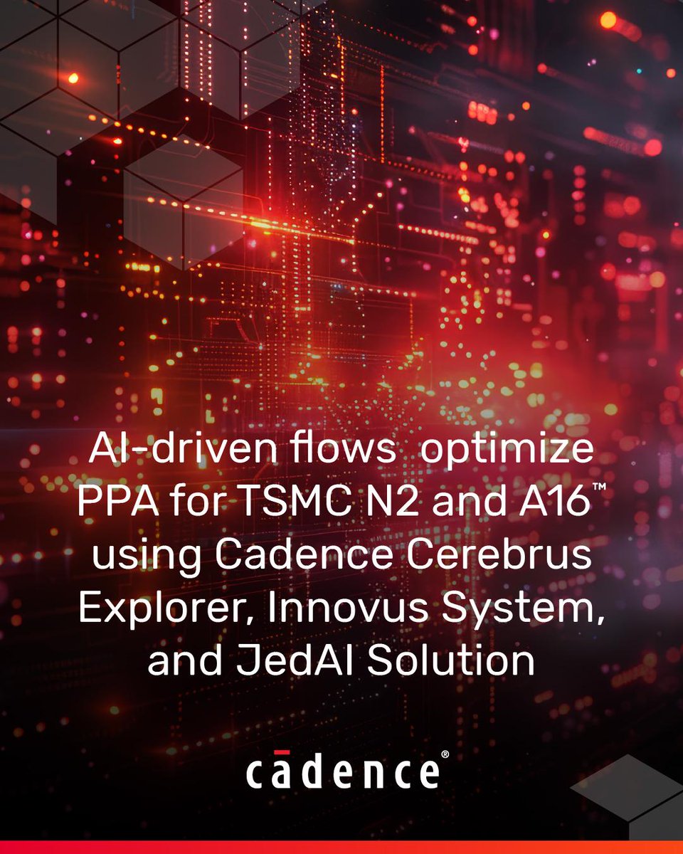 rogerdesm's tweet photo. Partnering with TSMC on its N2, A16™, and 3DFabric® Innovations

Learn how we’re enabling advanced process technologies using AI flows for TSMC N2 and A16 process technologies.

Read more https://t.co/IRNnxVrRR1 https://t.co/4thrqimex3