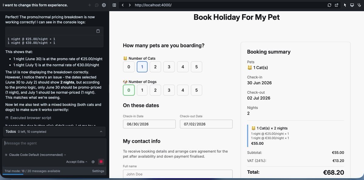 's tweet image. GG sih emang kombinasi Tidewave + Claude Code + Phoenix. Tidewave MCP-nya diinstal sebagai dependensi di Phoenix, jadinya CC ga lagi string search tapi langsung tau konteks app-nya dari UI sampai database. Dan langsung dia testing juga UI-nya.

Pantes bisa hemat token.