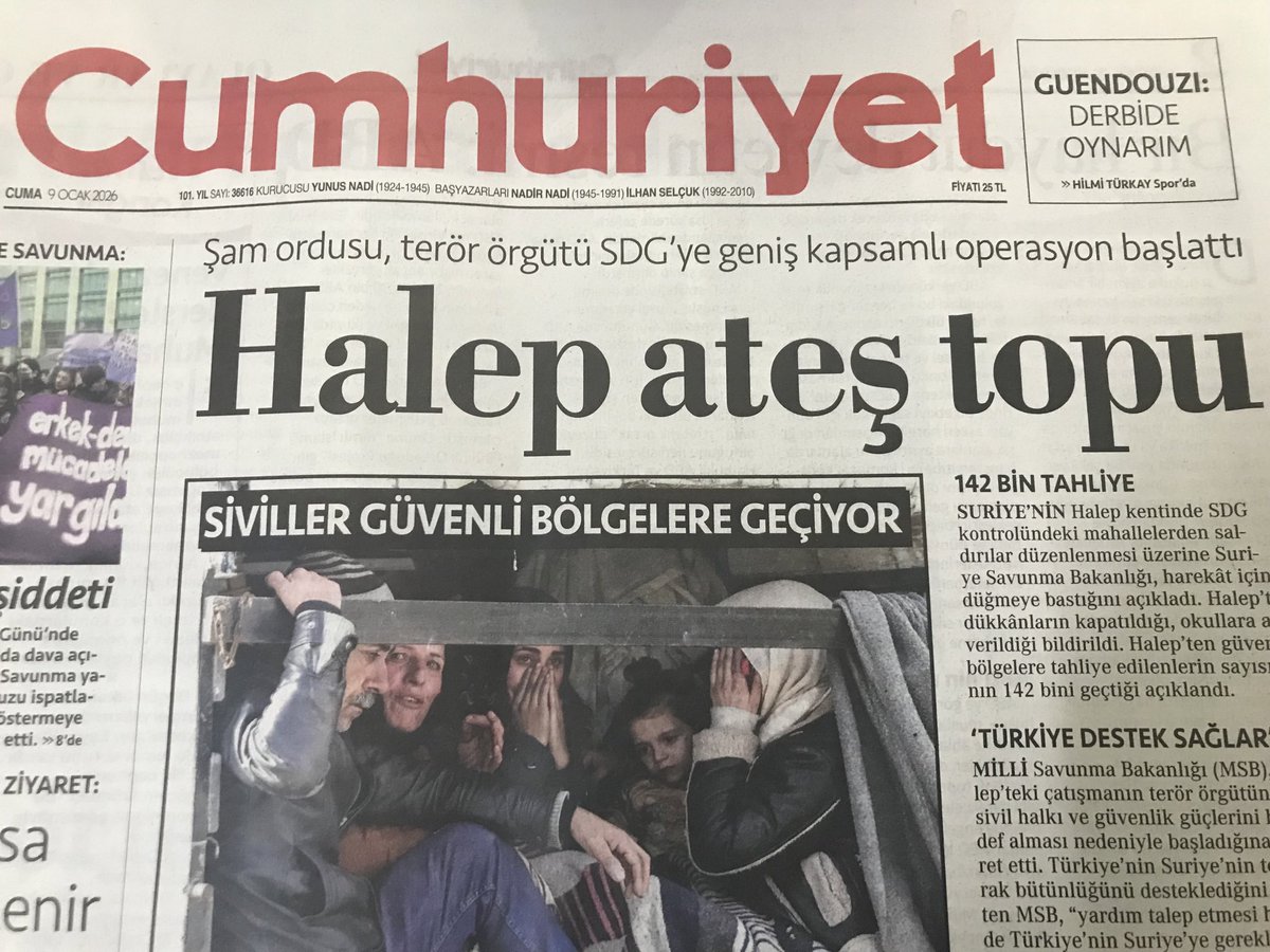IŞİD artığı HTŞ çetelerini “Şam ordusu” diye meşrulaştıran, güzelleyen Cumhuriyet… 

Bir zamanlar “tehlikenin farkında mısınız” diye politik İslam’ın yükselişine karşı uyarıyordu, şimdi tehlike GYY odasına kadar girmiş demek ki.