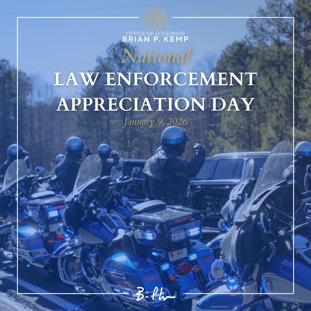 Today on #LawEnforcementAppreciationDay, we honor all public safety officers who work tirelessly to keep our communities safe. Please join my family in praying for their safety as they stand in harm's way to protect their fellow Georgians.