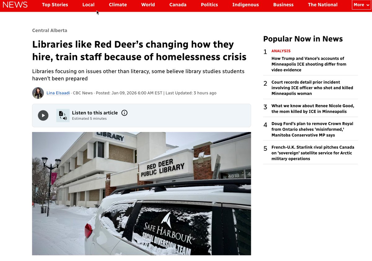 infodocket's tweet image. Alberta: #Libraries Like Red Deer’s Changing How They Hire, Train Staff Because of #Homelessness Crisis (via @CBCEdmonton) cbc.ca/news/canada/ed… #publiclibraries